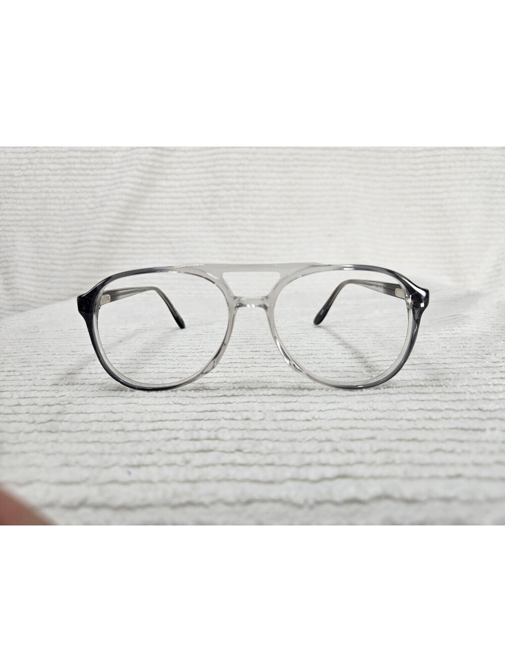 Vintage 80s Gray Ombre Aviator Frames Men Unisex Clear Eyeglass Optical Sunglass